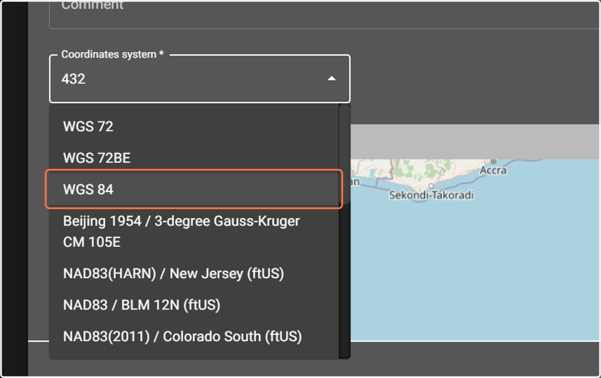 Example of setting site (location) coordinate system.