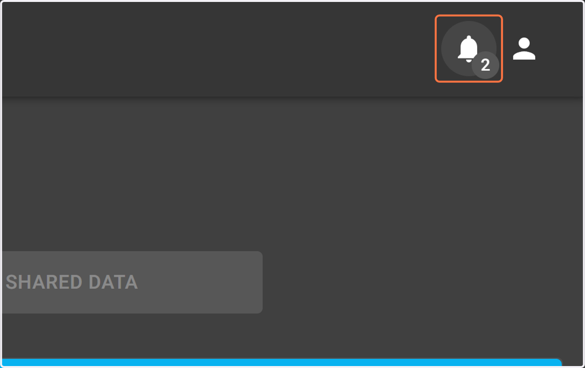 Data is being uploaded to the system, and the file upload progress can be viewed by selecting the bell button in the upper right corner of the screen.