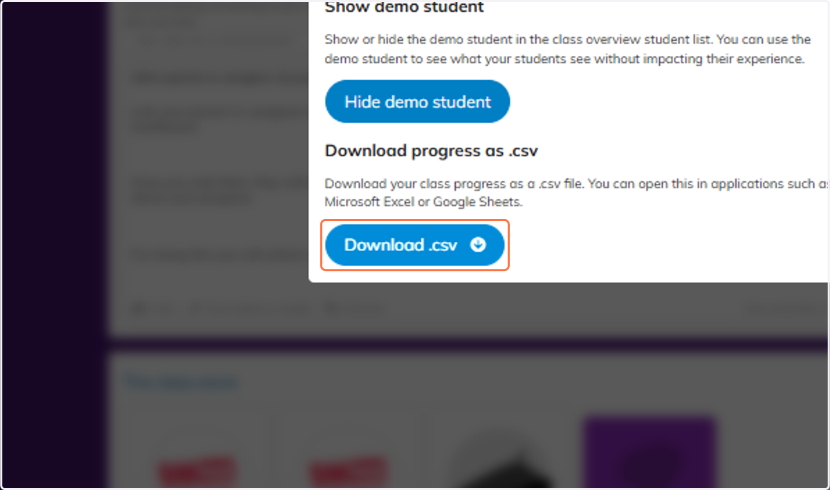 Click on Download .csv