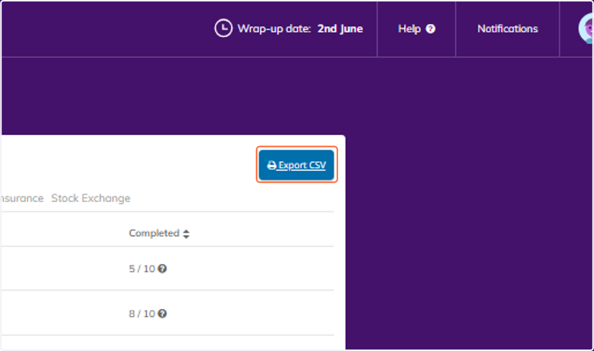 Click on Export CSV