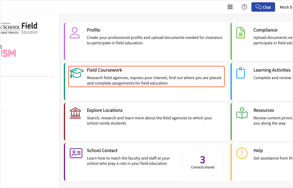 Click on Field Coursework…