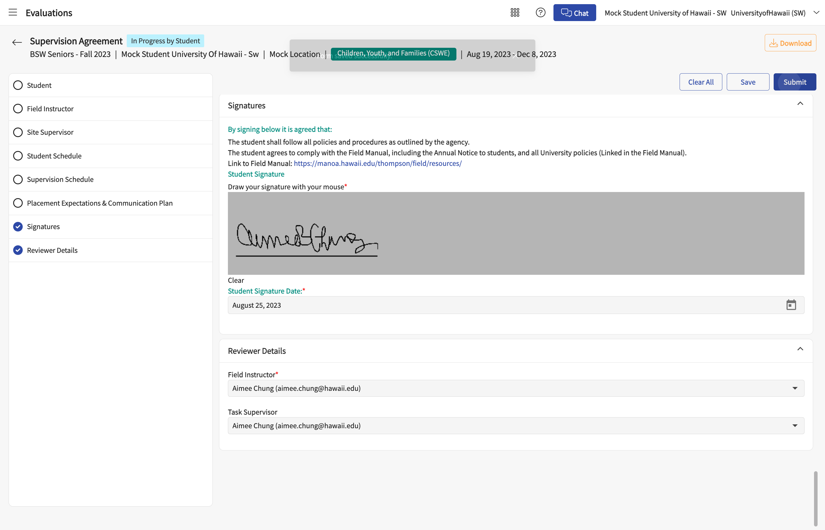 Click on Submit (at the top).