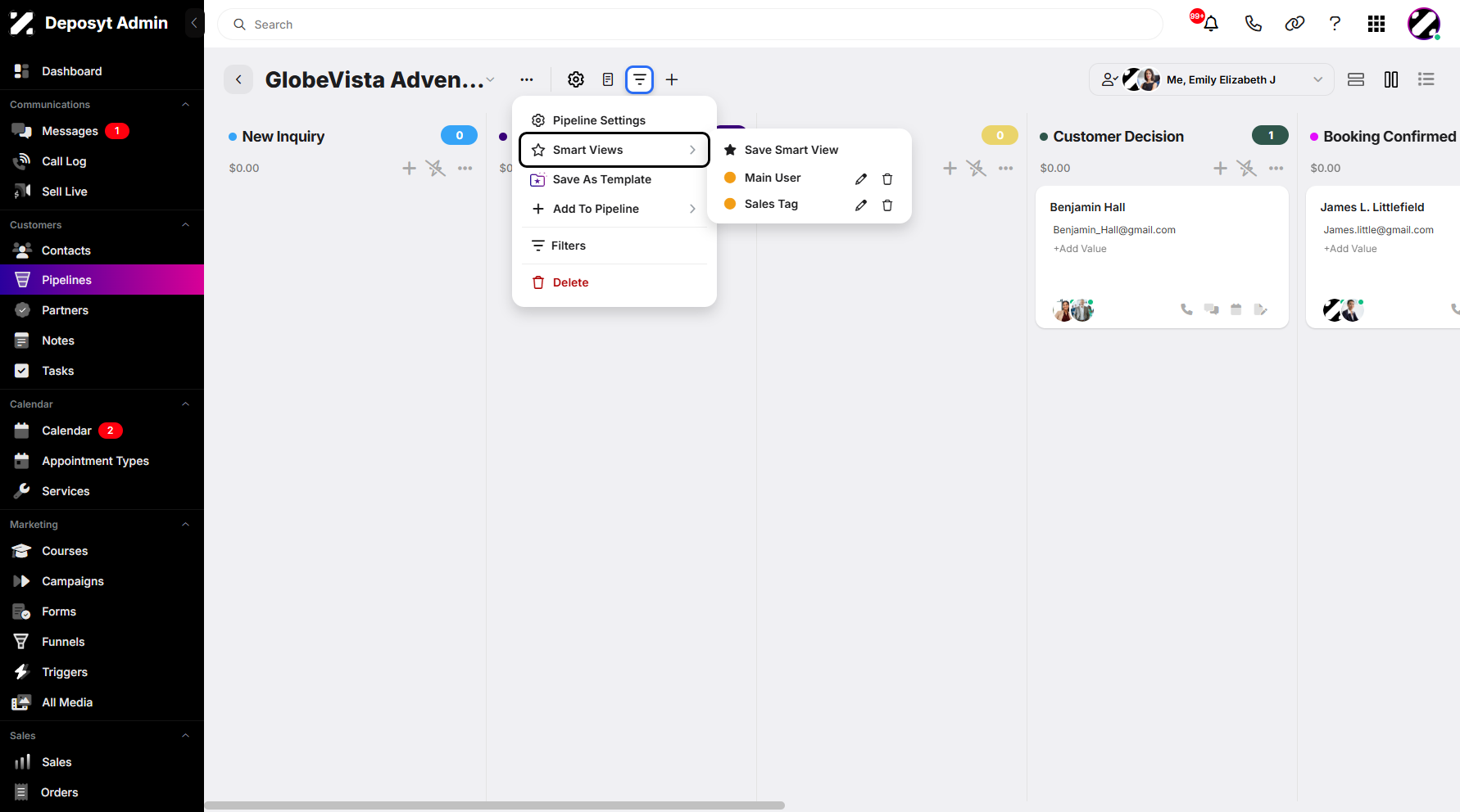Step 12: You can now use the newly created Smart View for easy access and navigation. This allows you to quickly view the specific set of contacts or records you filtered and saved, without having to apply the same filters again.