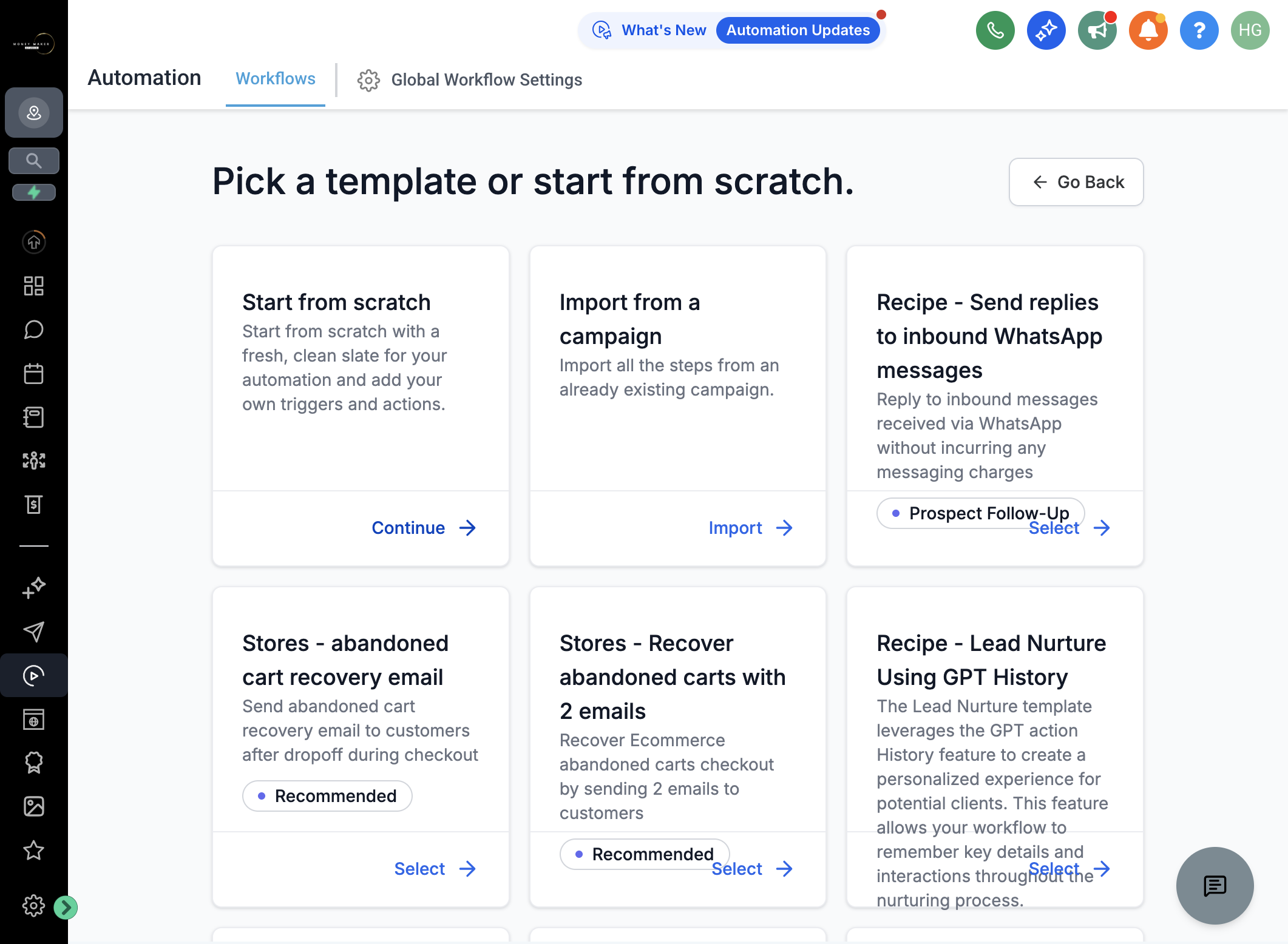 Vælg muligheden "Start from scratch" og klik på "Continue"