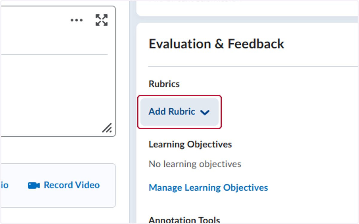 Click on Add Rubric