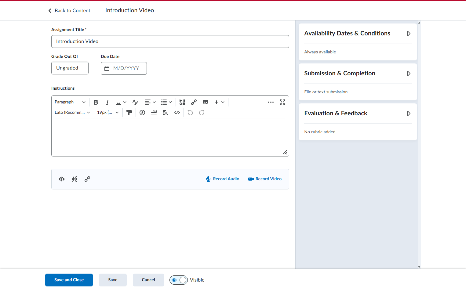 Click on Evaluation & Feedback