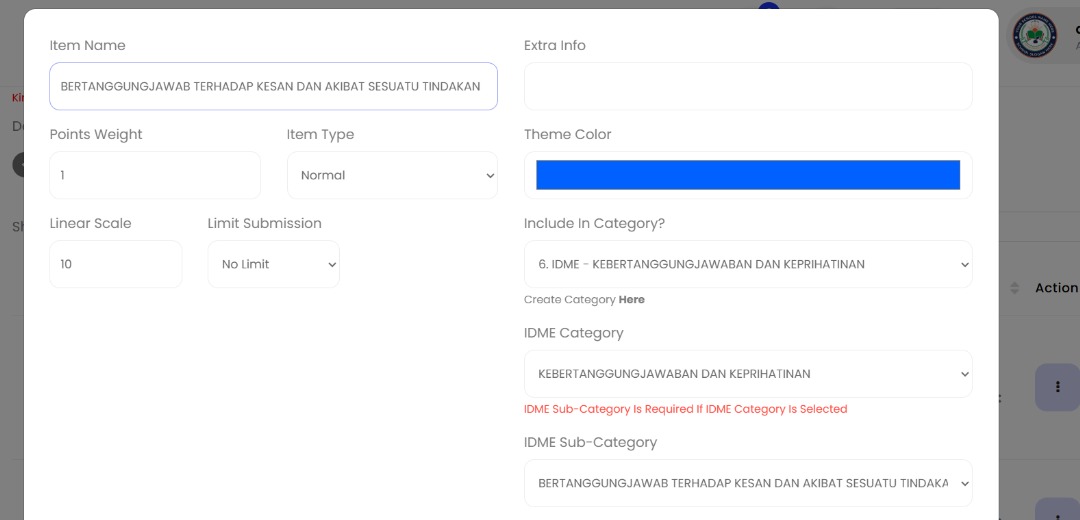 Tukar sebarang maklumat yang sesuai termasuk untuk tugaskan kepada guru tertentu. Untuk guru tertentu boleh klik di bahagian 'Person In Charge'.