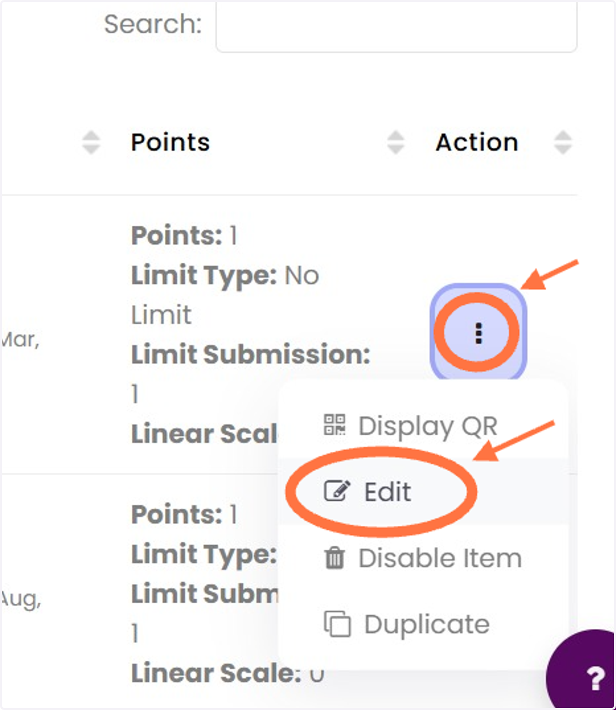 Untuk edit aktiviti yang ditambah, klik ikon seperti dibawah.