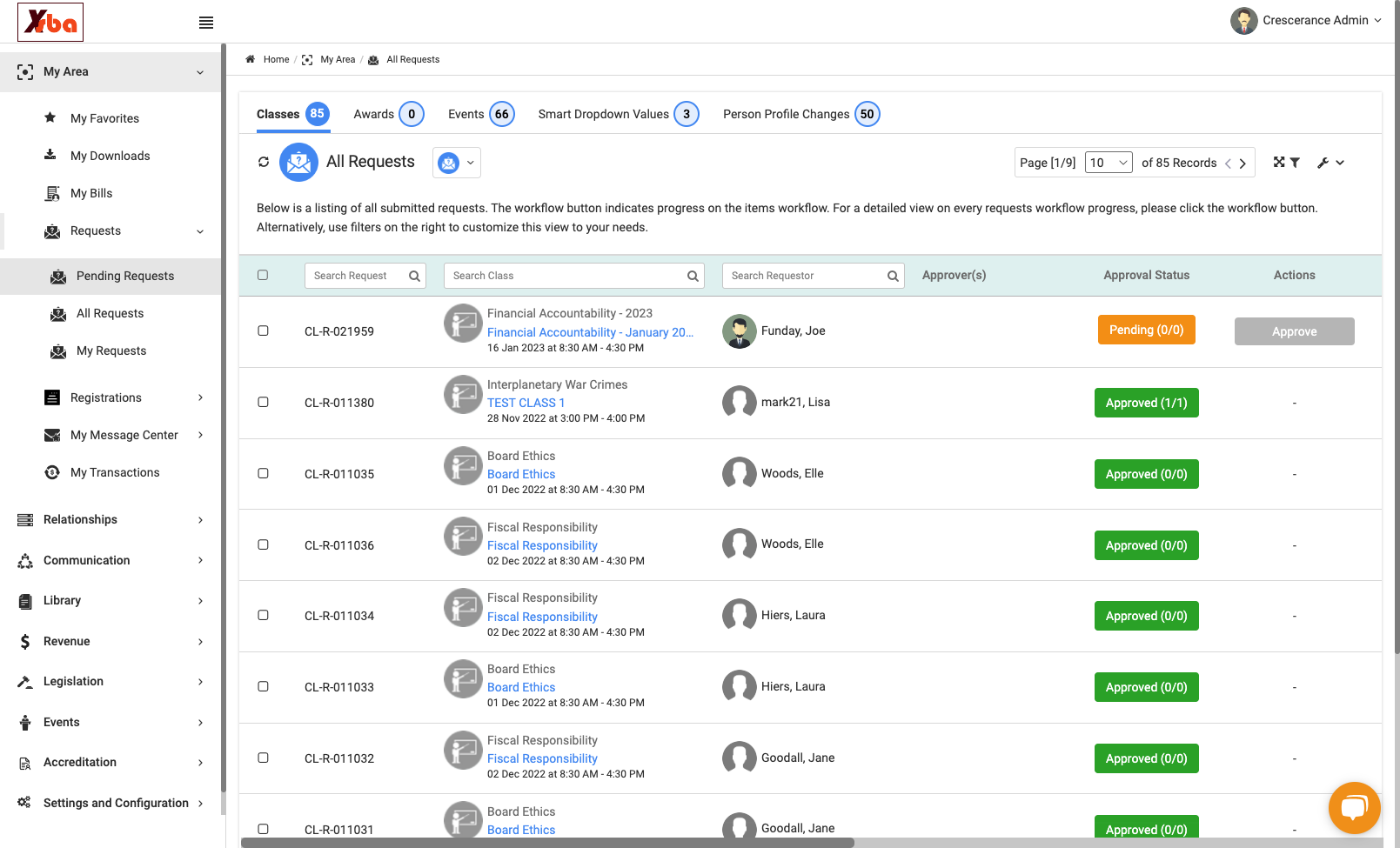 Now, let's look at just the Pending requests (meaning there is still action to be done on these). Click on Pending Requests