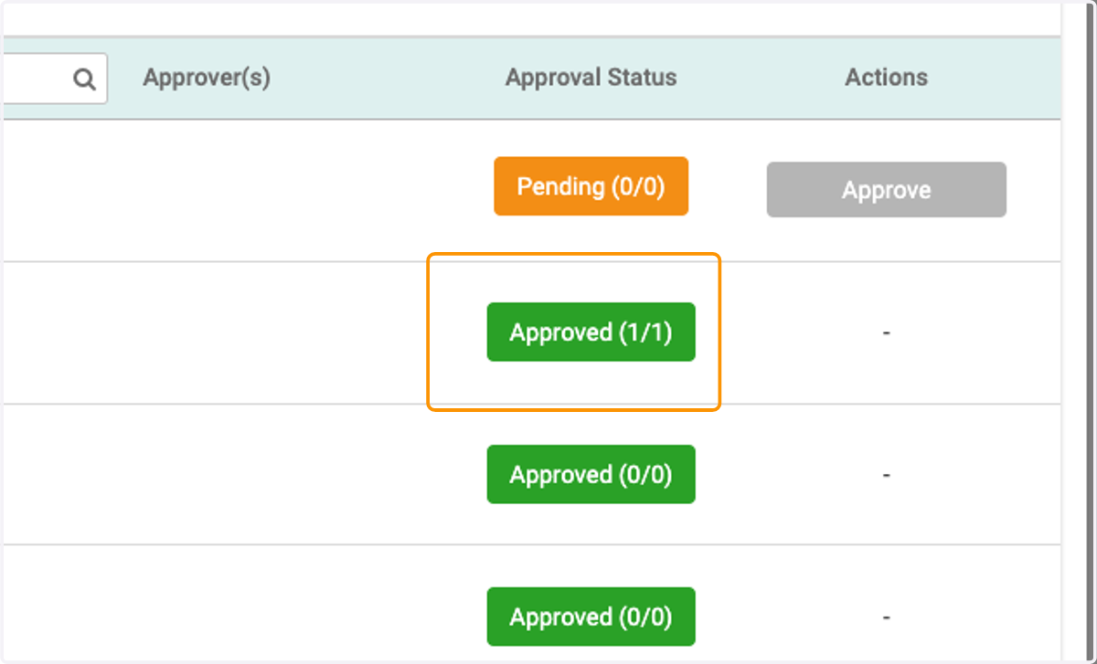 Under the Approval Status column, you'll be able to see if a request is Approved, Pending or Denied