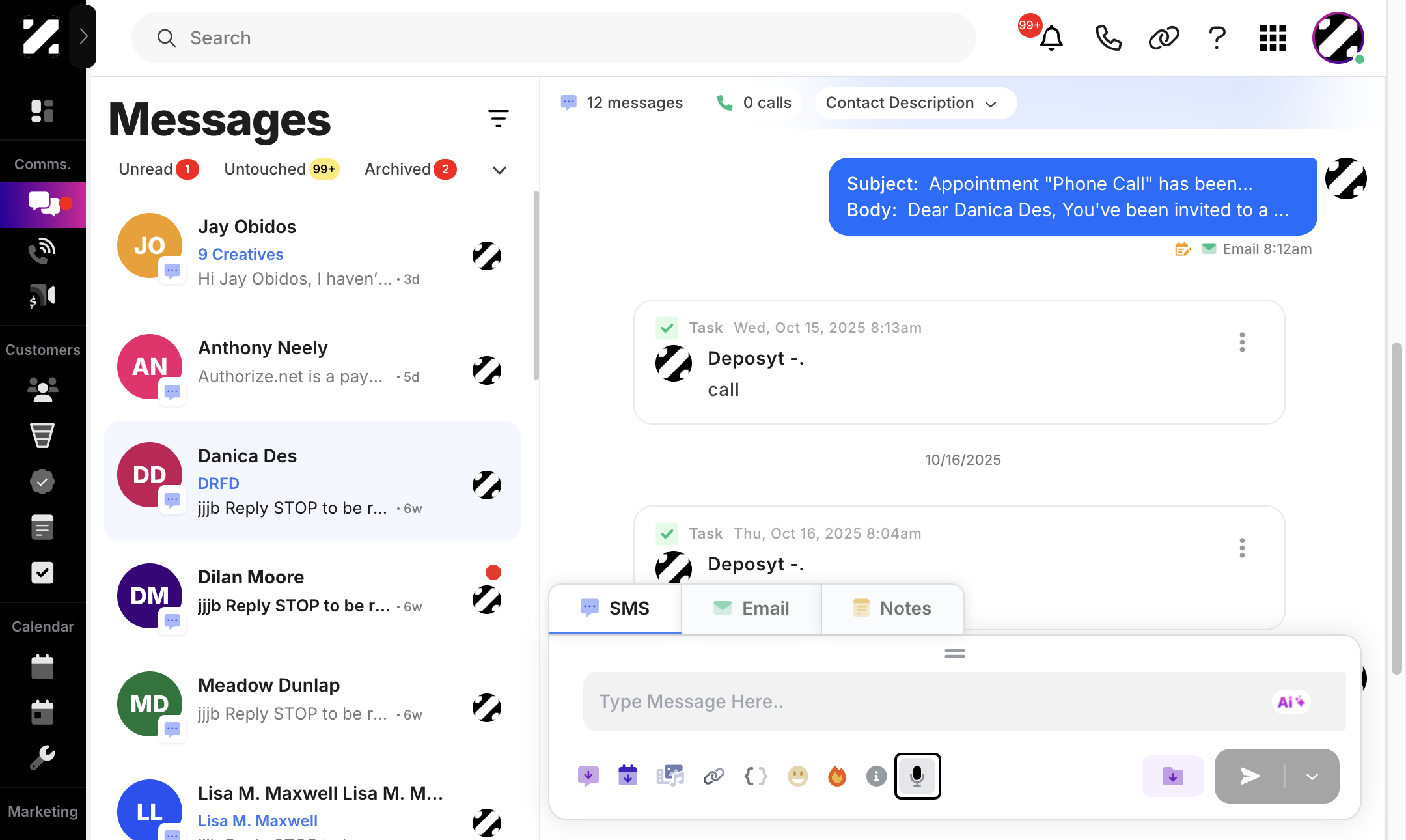 Then, click on the microphone icon just below the text message field. After clicking it, you can start speaking, and it will convert your speech to text in real time. When done, click the microphone icon again.