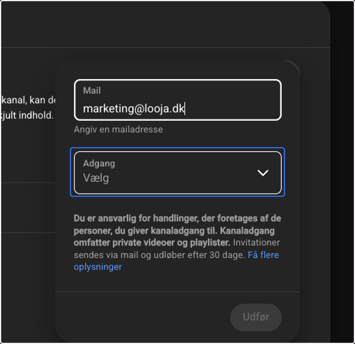 Click on Adgang…