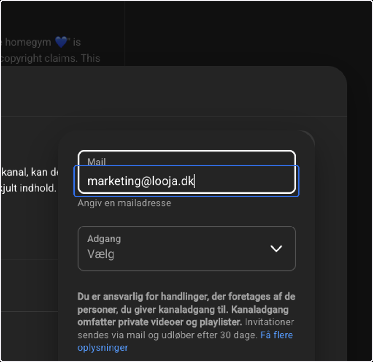 Type Brugerens mail