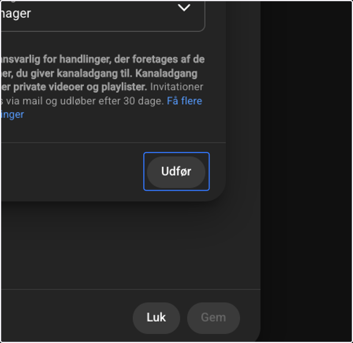 Click on Udfør