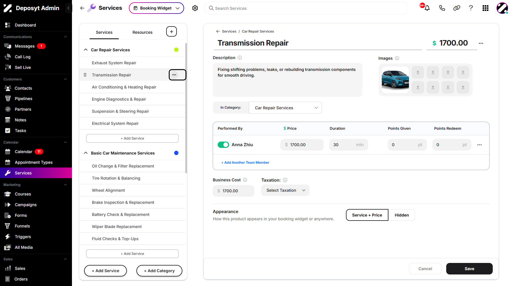 Step 7: There’s also a three-dot menu next to the service name. Click it to view additional actions.