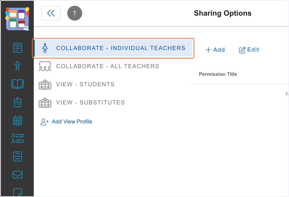 Click on collaborate- individual teachers