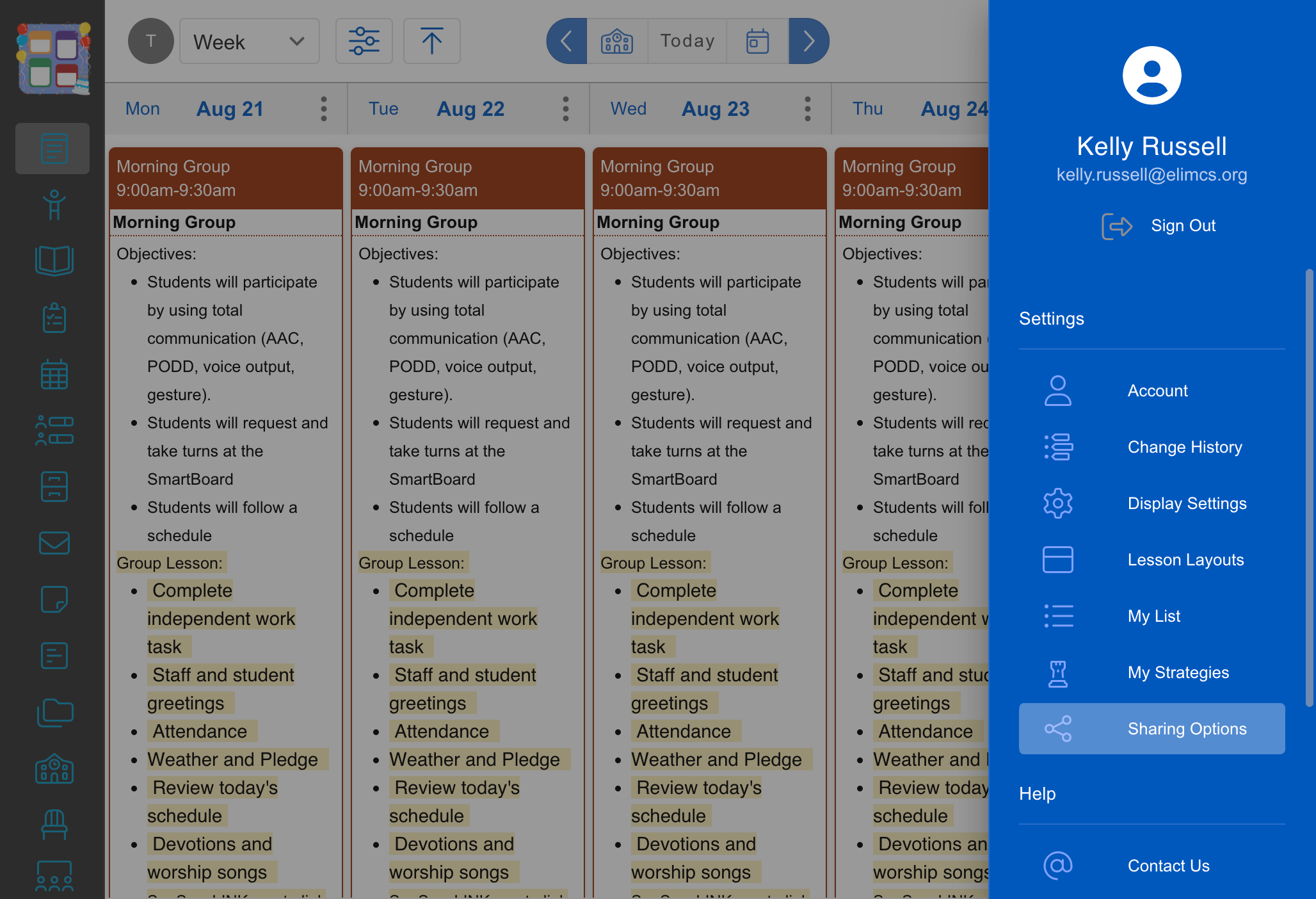 Click on Sharing Options