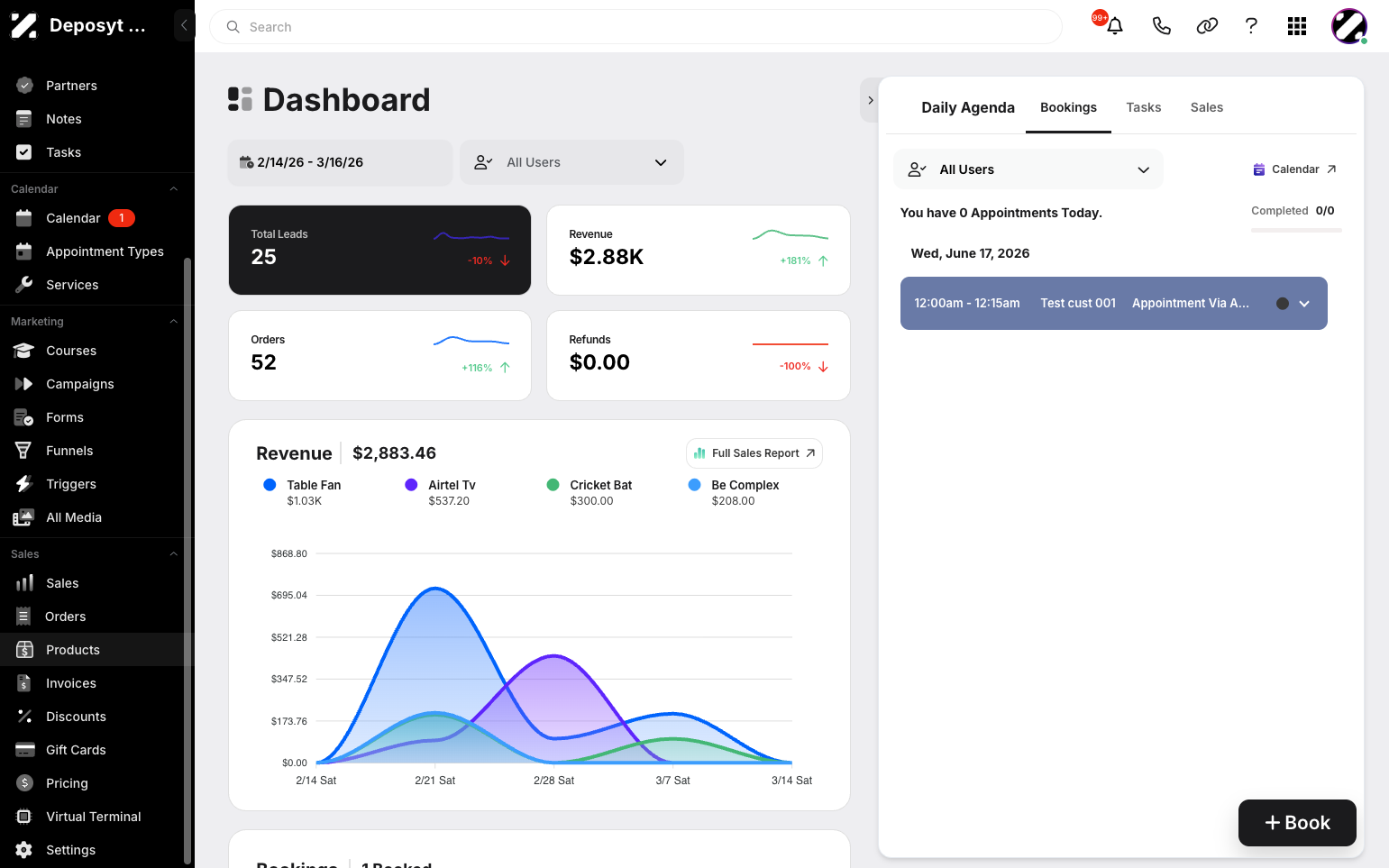Step 1: On your Dashboard, navigate to the Products tab under the Sales section.