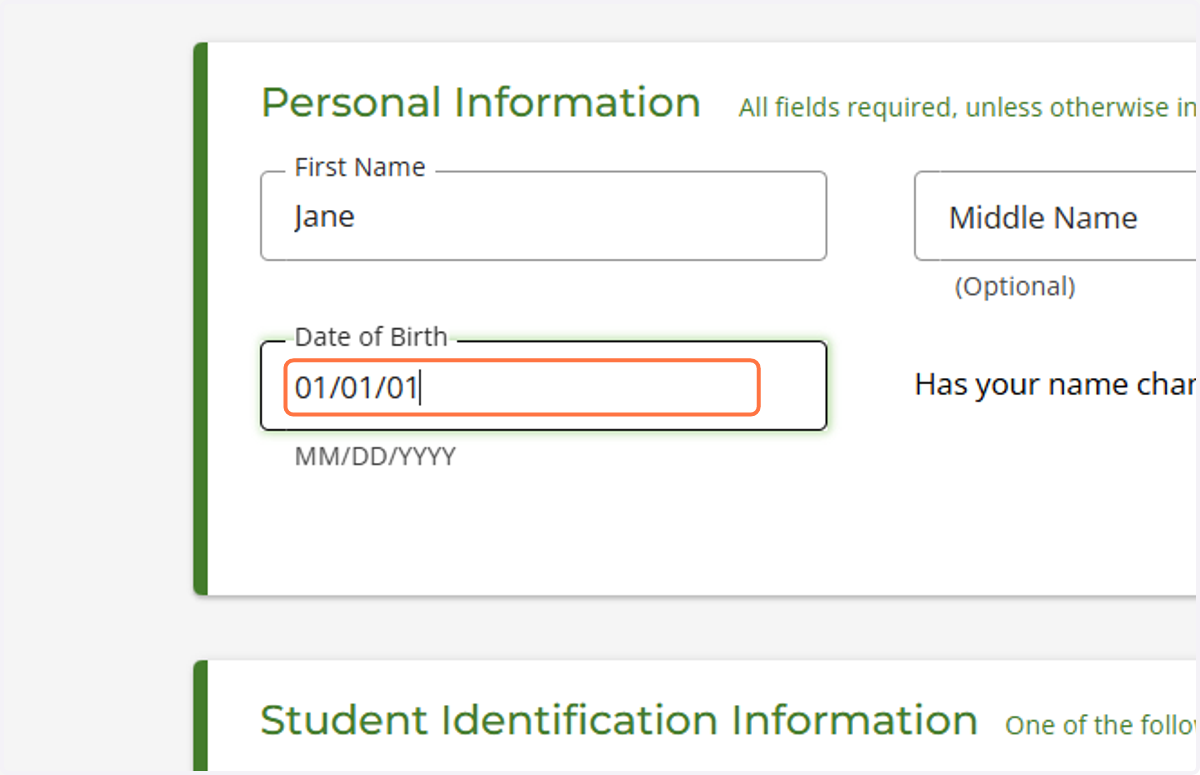 Personal Information Page