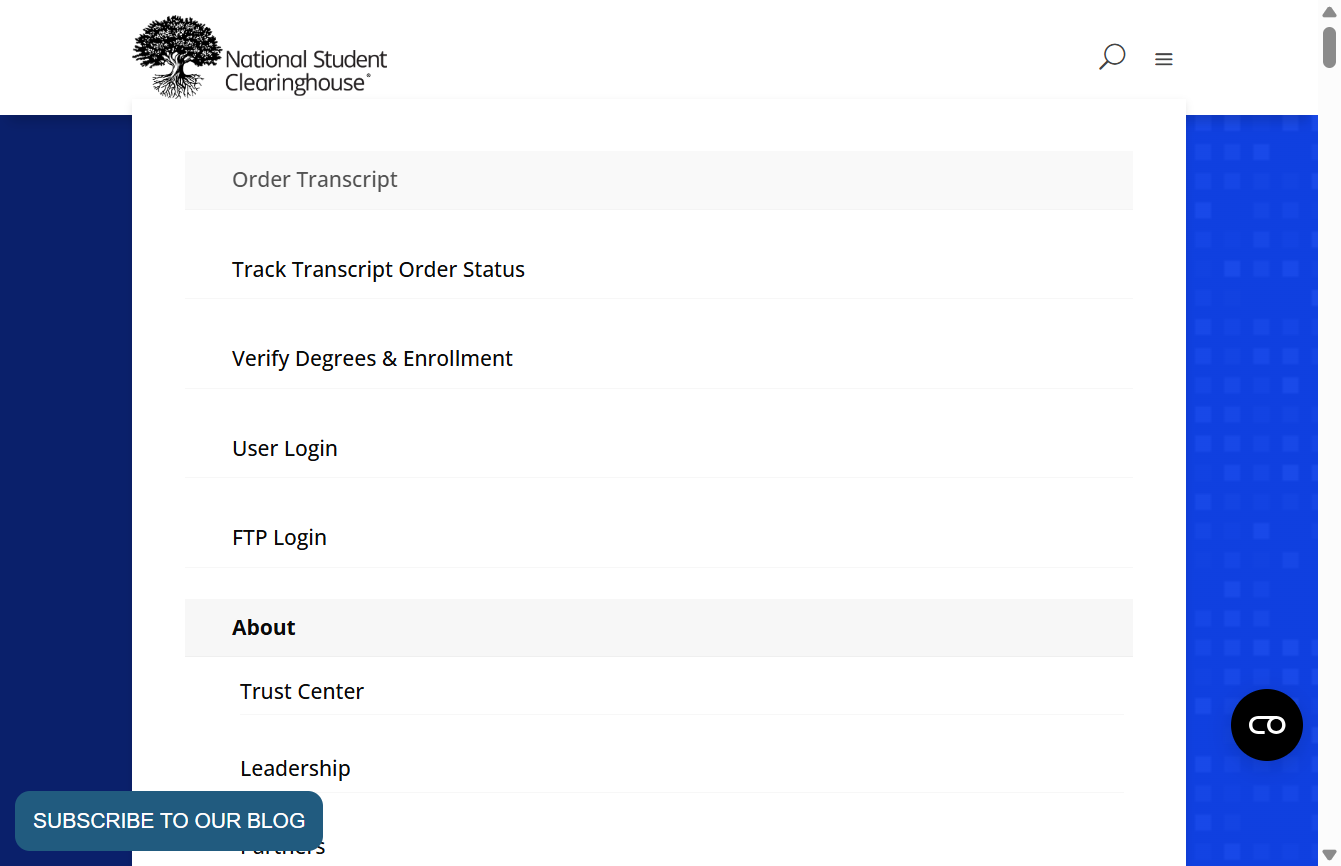 Access the Transcript Ordering Website