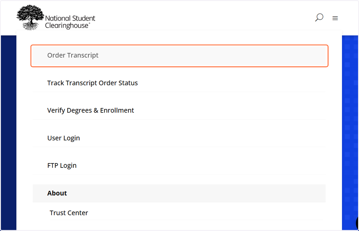 Access the Transcript Ordering Website