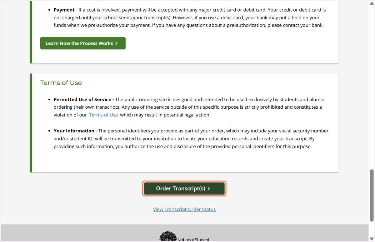 Review Important Transcript Information