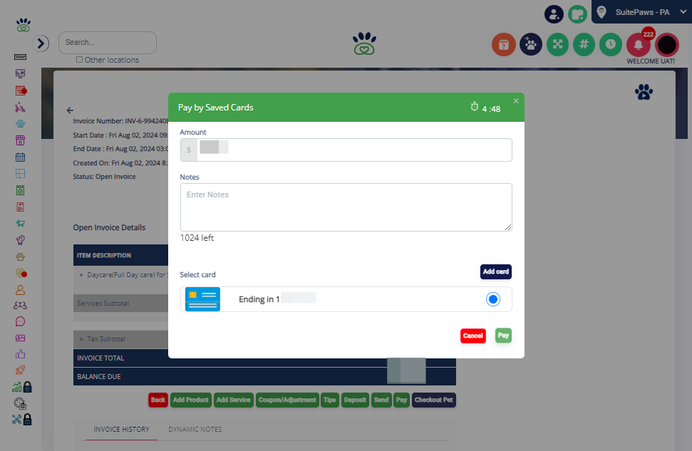 Click on "Pay".