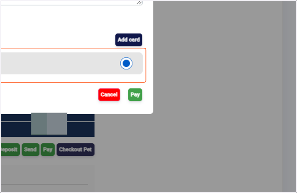 Select the saved card from the list.