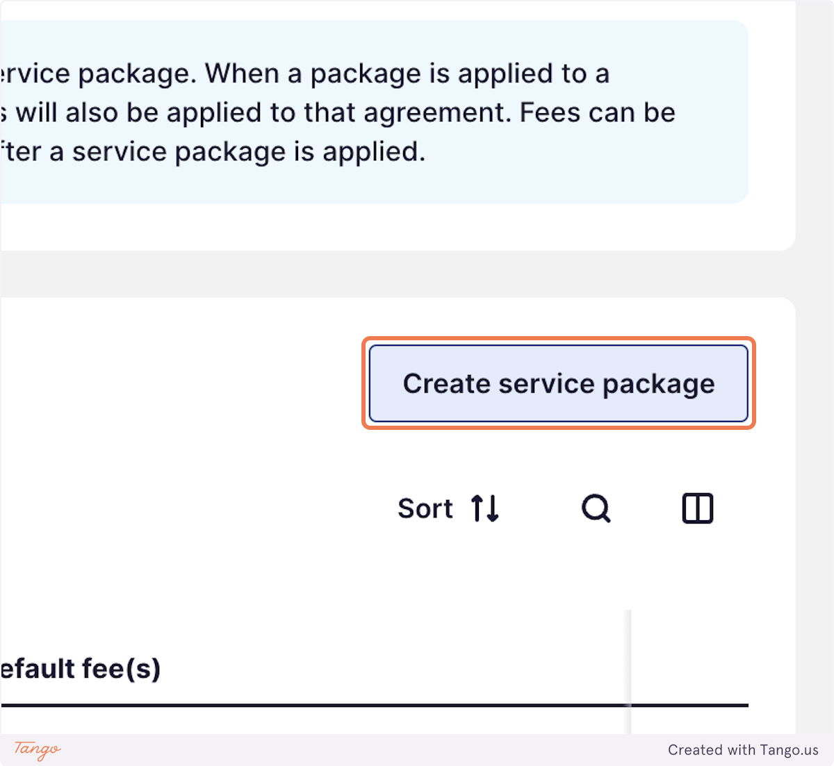 Click on Create service package