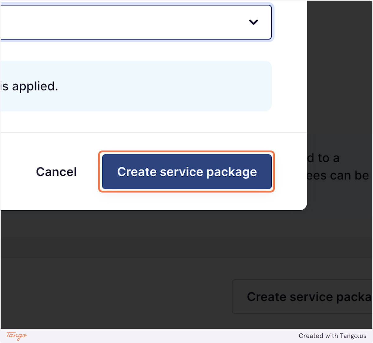 Click on Create service package