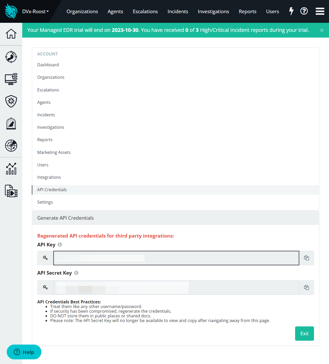 Copy the API key