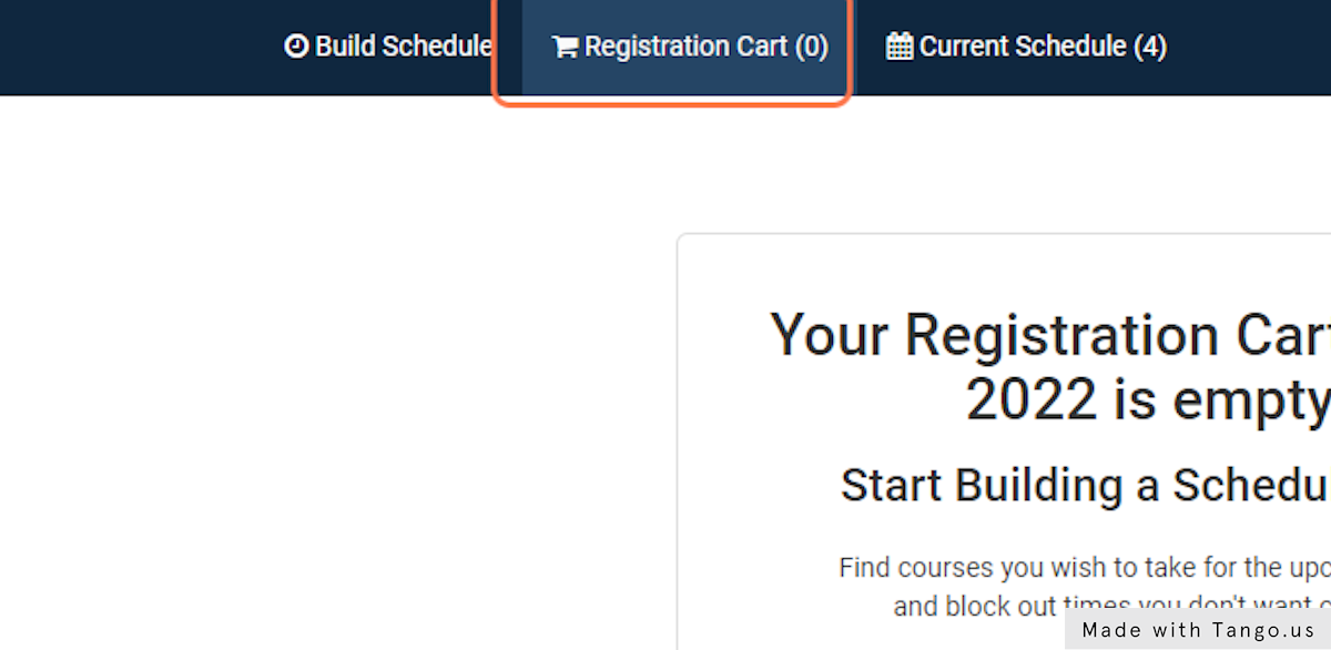 Click on  Registration Cart