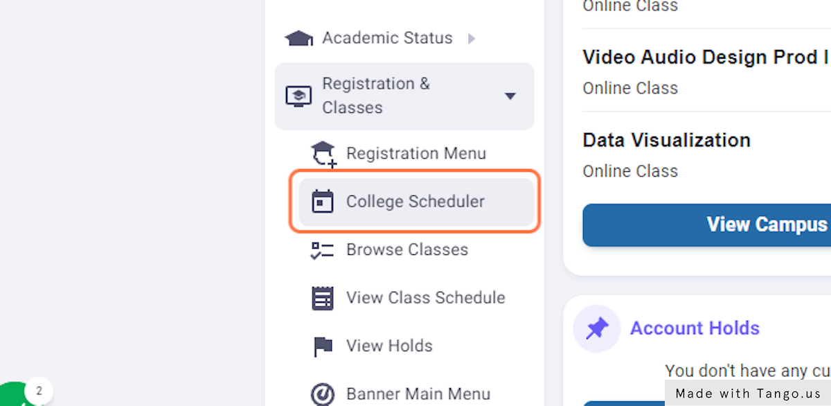 Click on College Scheduler