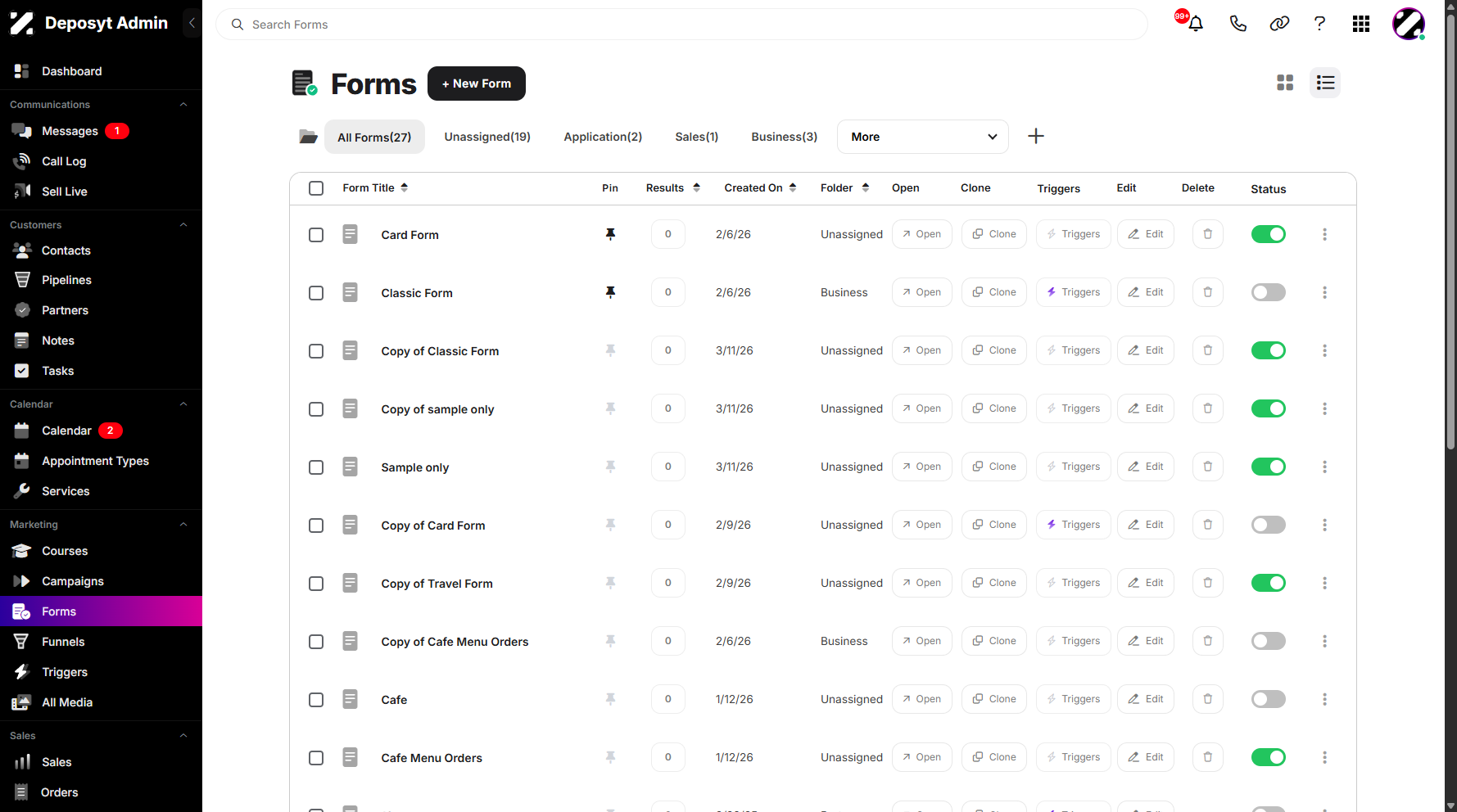 Step 2: You will then be navigated to the Forms section.