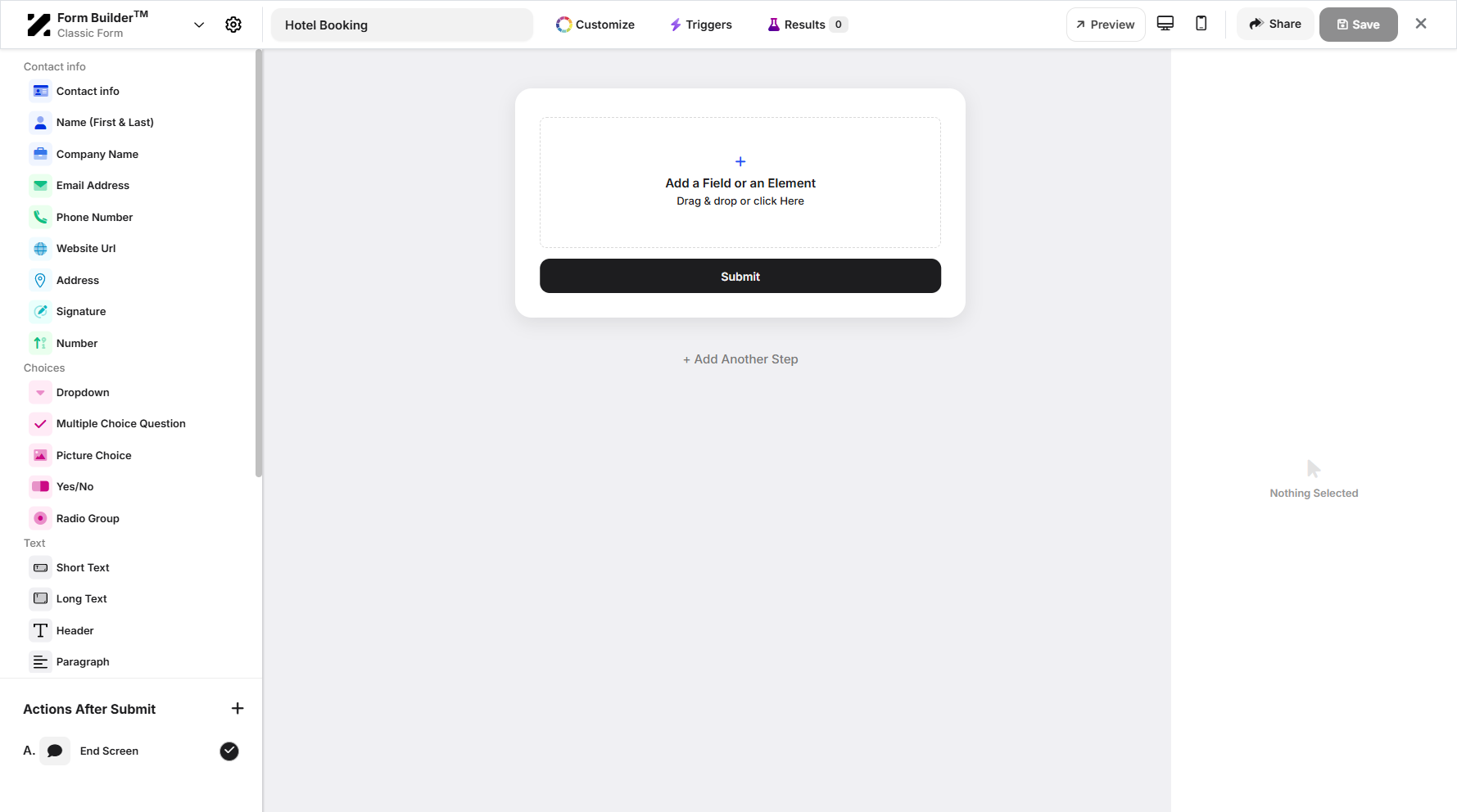 Step 6: You will then be navigated to the Form Builder section.