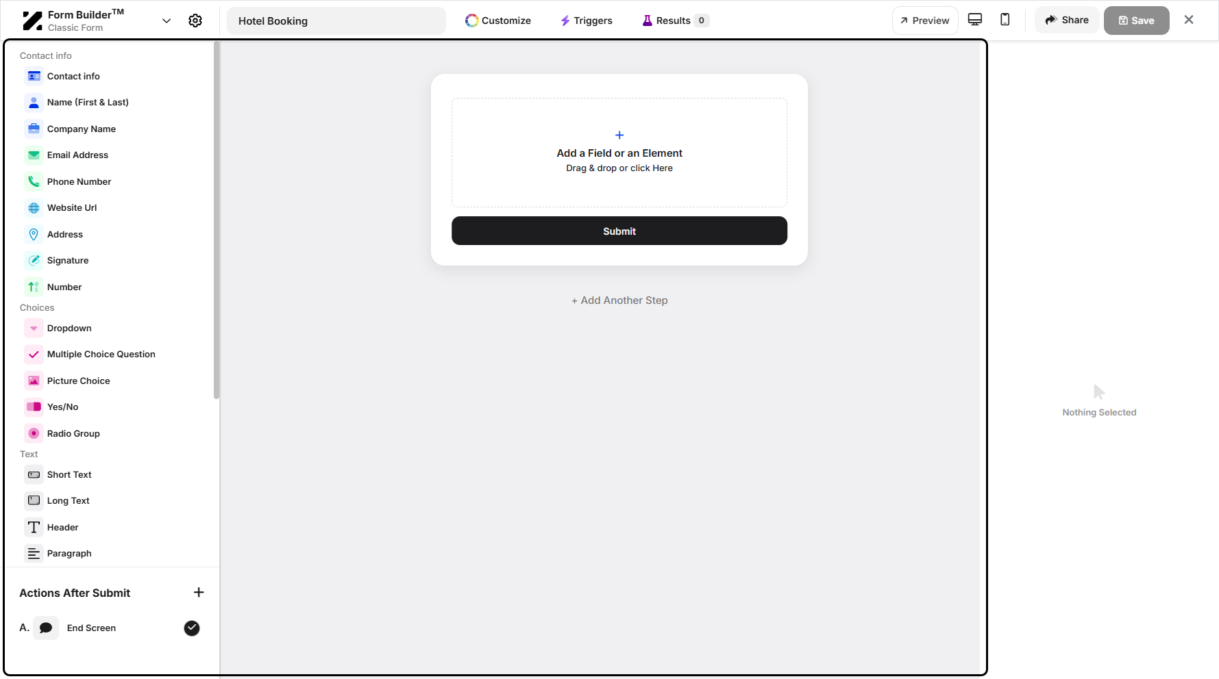 Step 6: You will then be navigated to the Form Builder section.