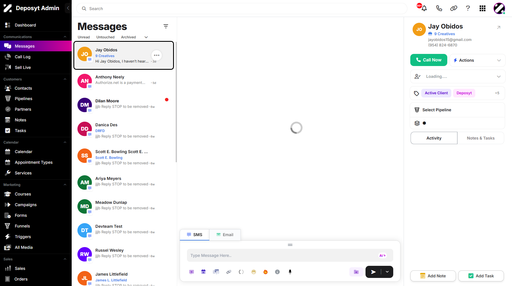 Step 2: Select a message, then click on it.