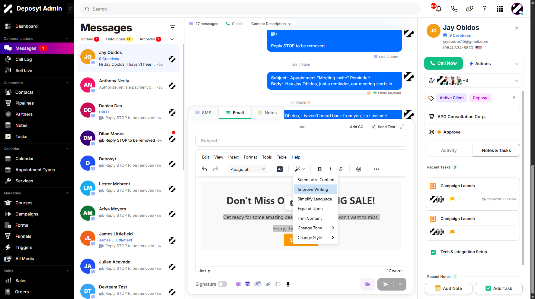 Step 13: A pop-up window will appear, showing all the options, such as Summarize Content, Improve Writing, Simplify Language, Expand Upon, Trim Content, and Change Tone and Style.