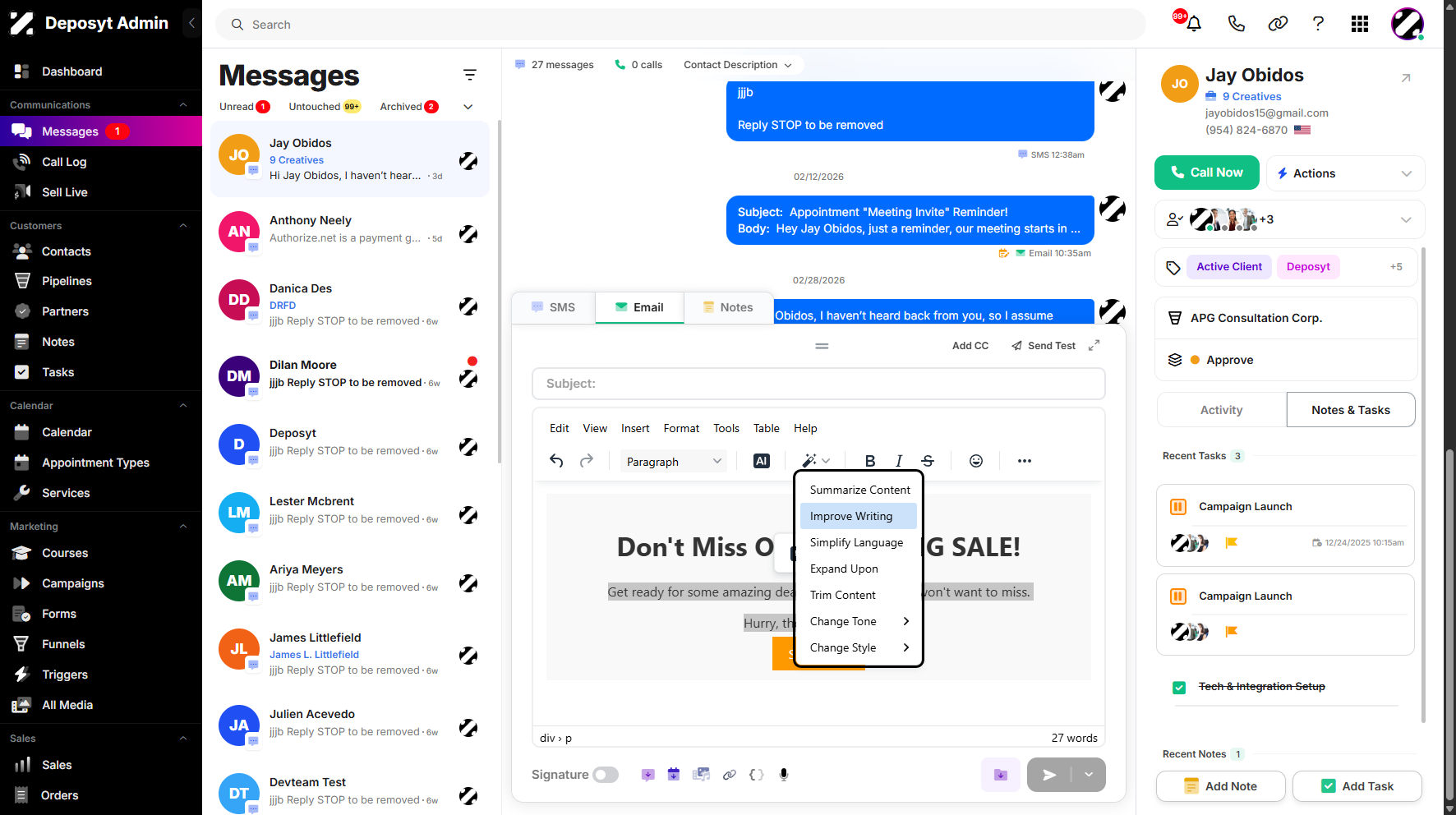 Step 13: A pop-up window will appear, showing all the options, such as Summarize Content, Improve Writing, Simplify Language, Expand Upon, Trim Content, and Change Tone and Style.