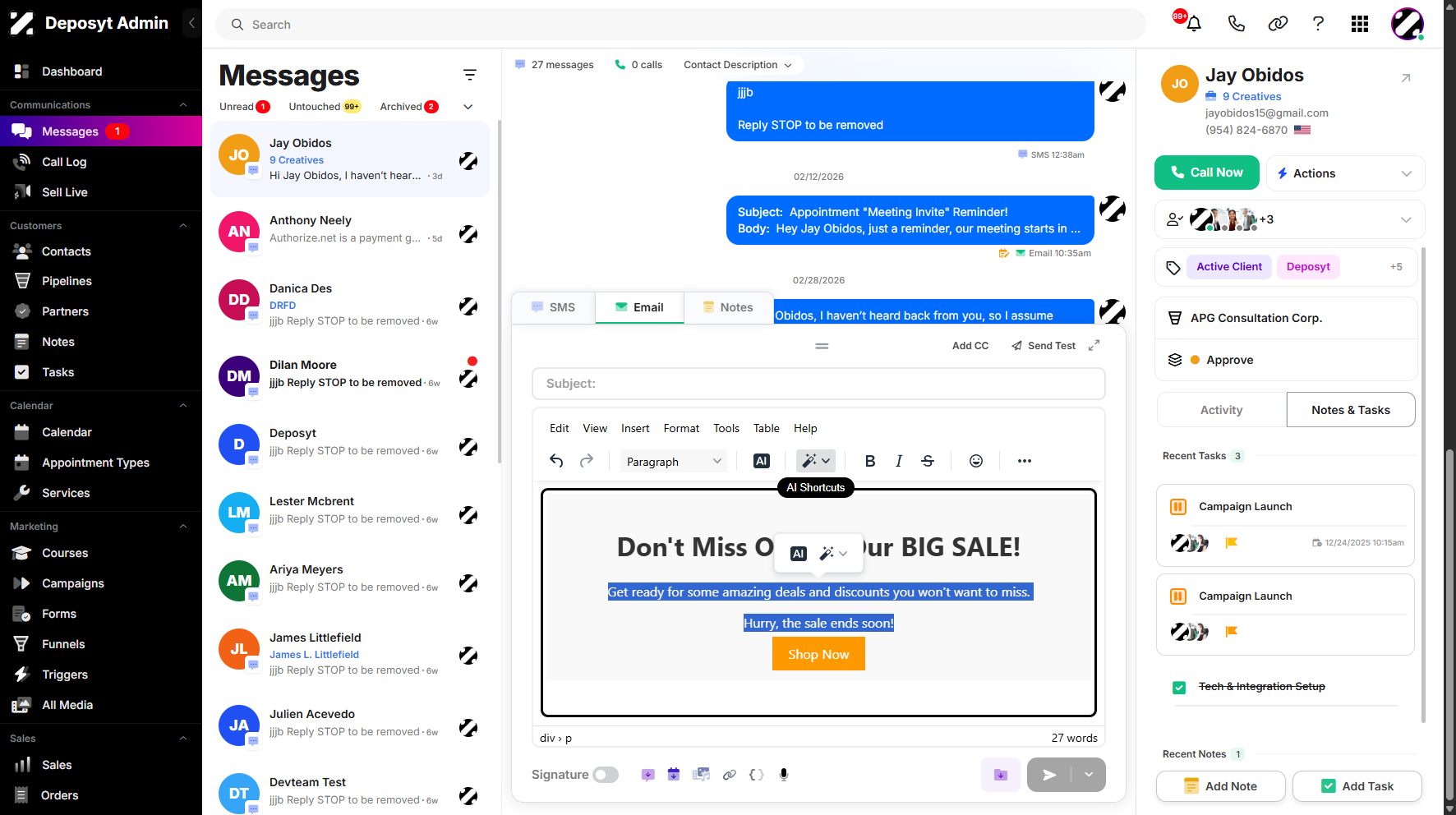 Step 12: Now, let’s go to AI Shortcuts. This feature helps users perform quick actions for greater efficiency. To see all available AI Shortcuts, click on it.