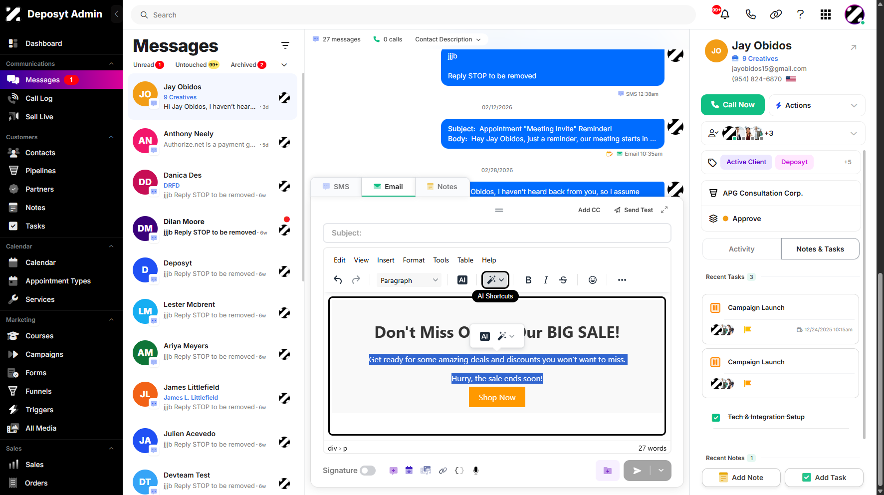Step 12: Now, let’s go to AI Shortcuts. This feature helps users perform quick actions for greater efficiency. To see all available AI Shortcuts, click on it.