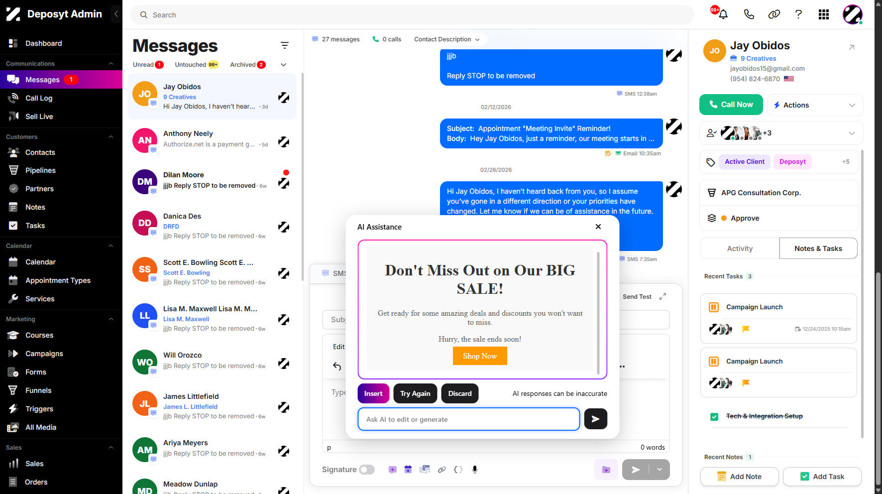 Step 10: If you want to use the generated email, simply click the Insert button.