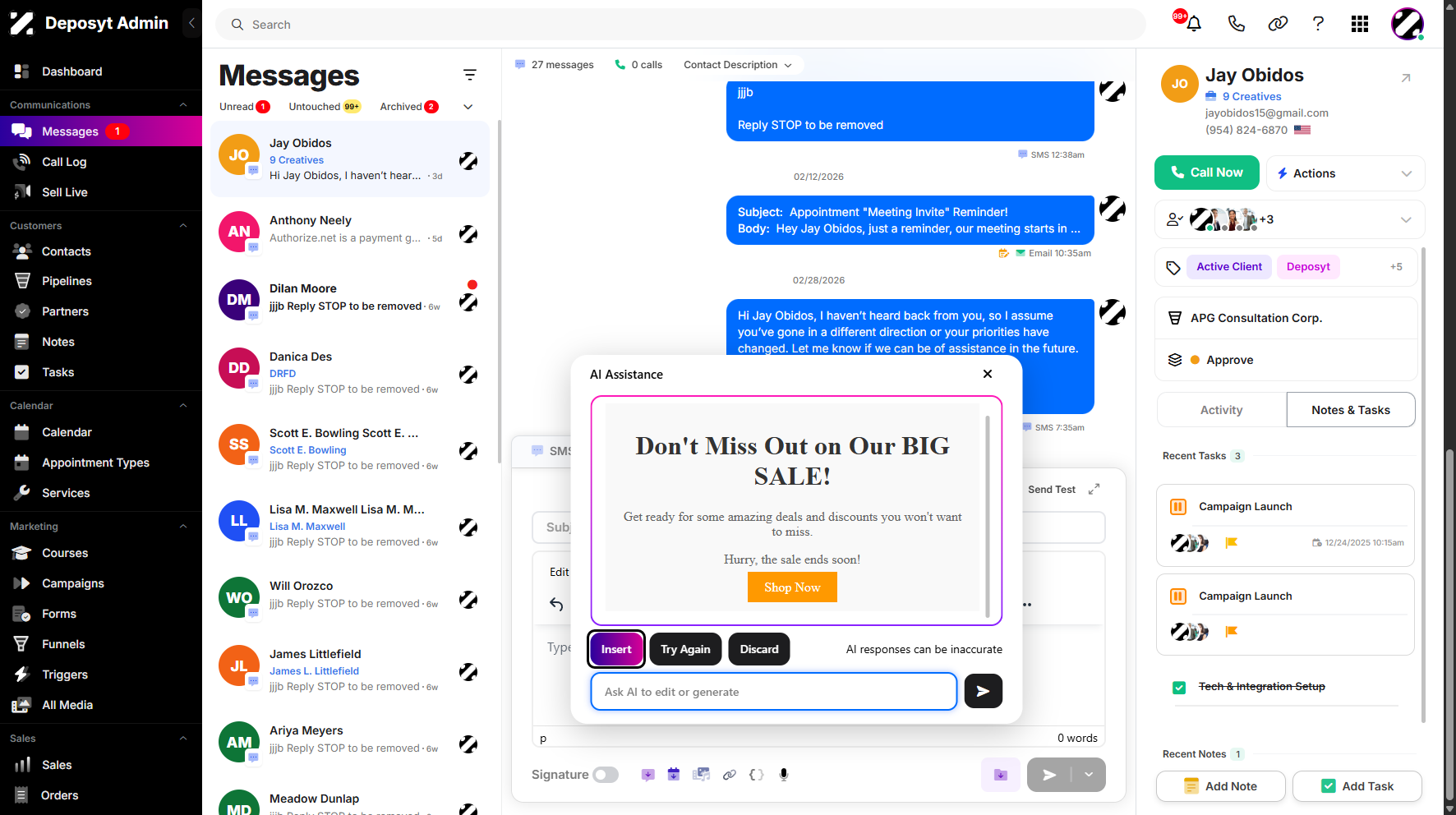 Step 10: If you want to use the generated email, simply click the Insert button.