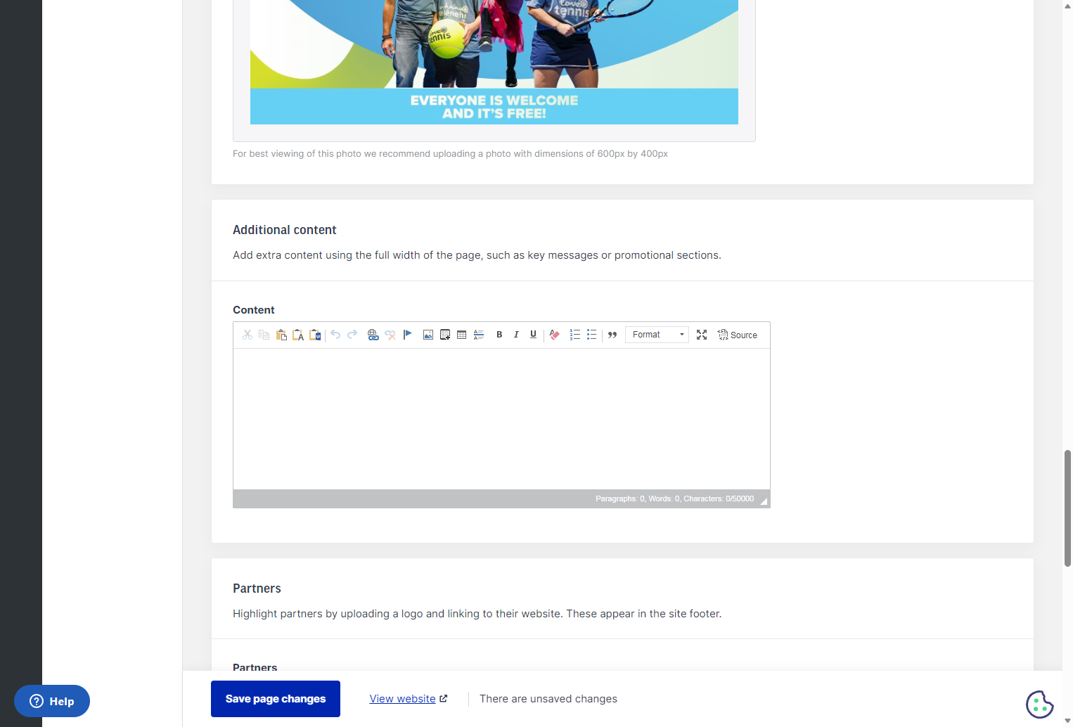 EXTRA: If you wish to add more details on the home page of your club's website you can do so here