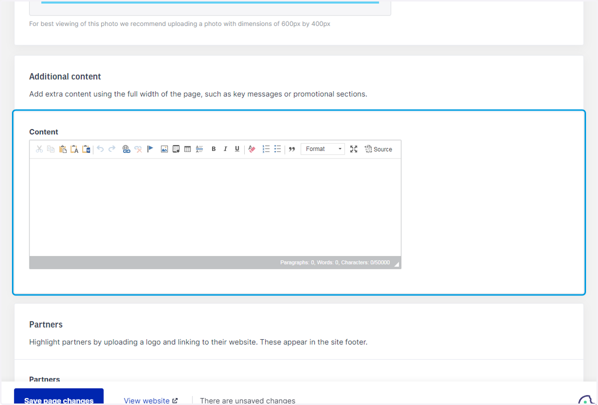 EXTRA: If you wish to add more details on the home page of your club's website you can do so here