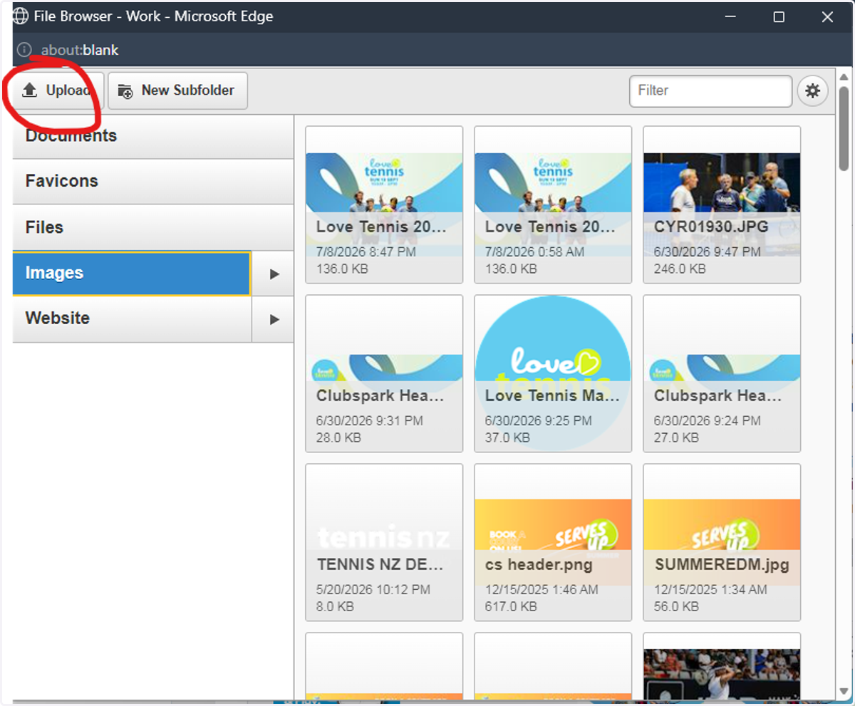 Click Upload