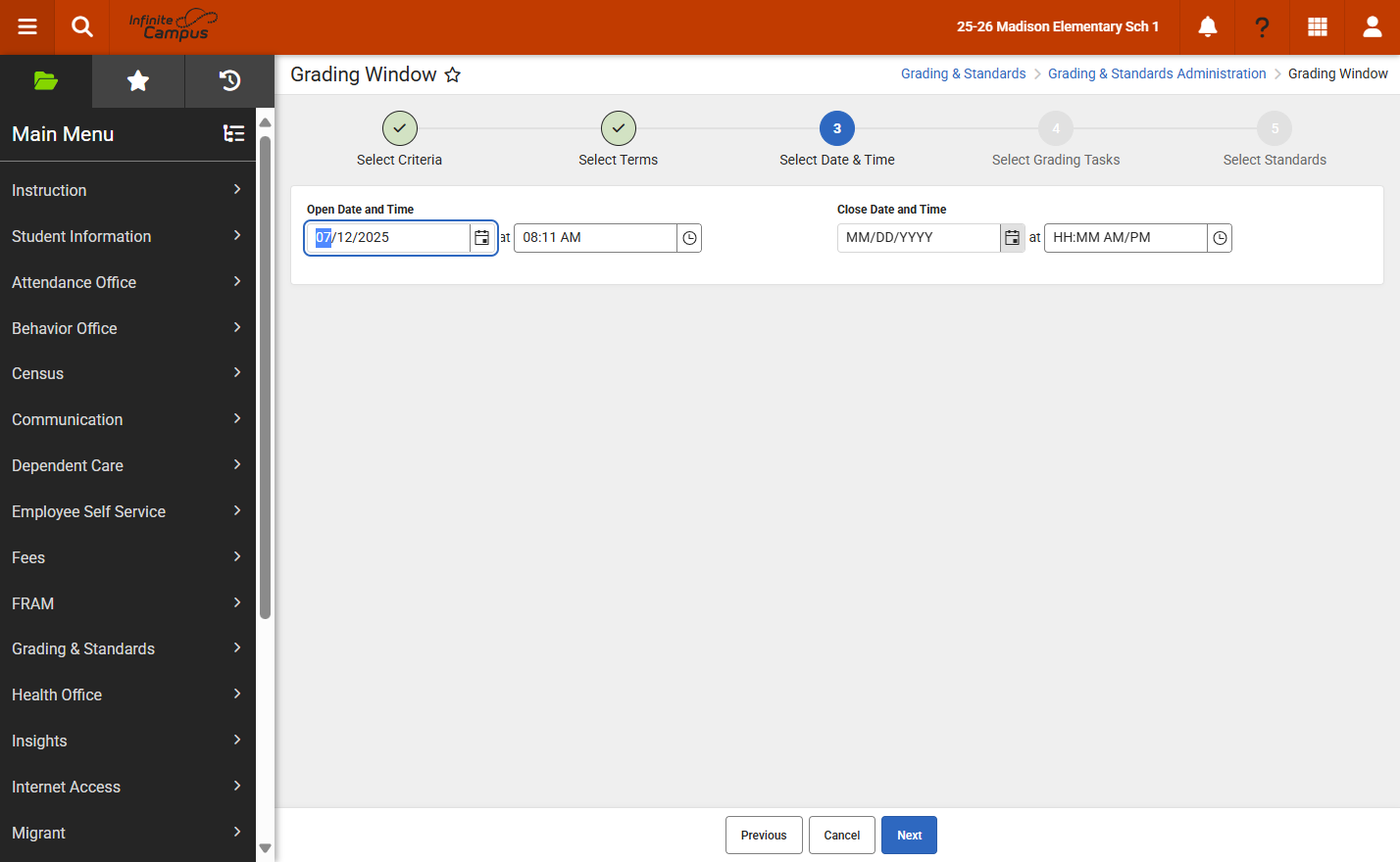Enter the close date and time by clicking on the calendar and time icons or typing in the date and time.