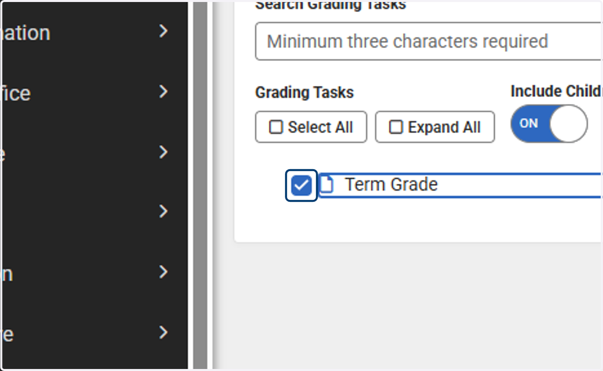 Check which grading task to include for the exception.