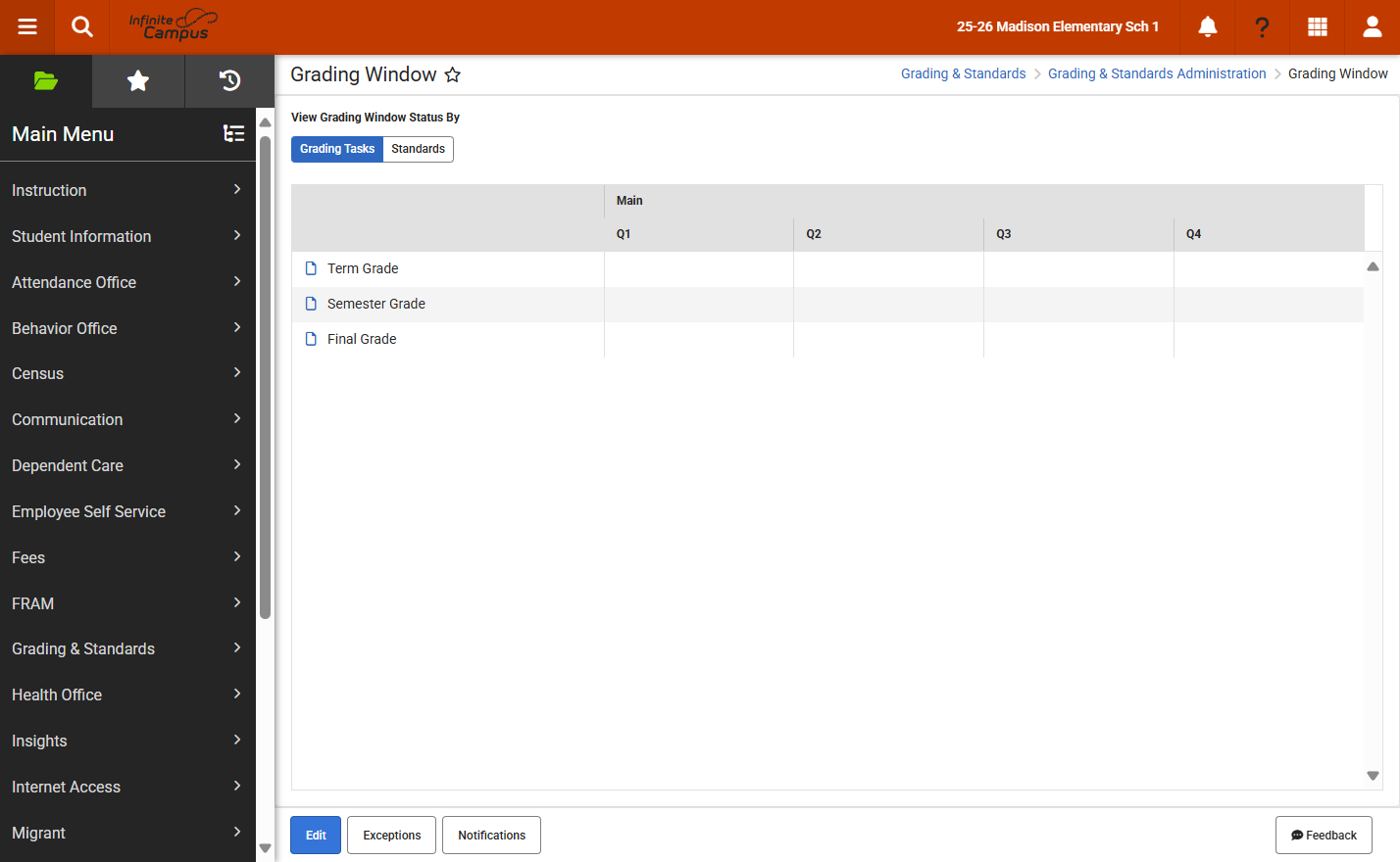 Click on Edit to add multiple grading windows or an individual window as needed.
