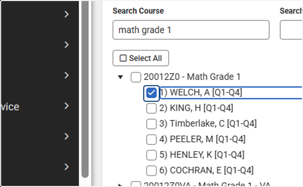 Select the criteria to include in the exception.